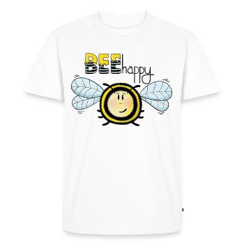 Bee Happy fröhliche Biene - Men's Premium Organic T-Shirt - white - Front - Nico (187cm)