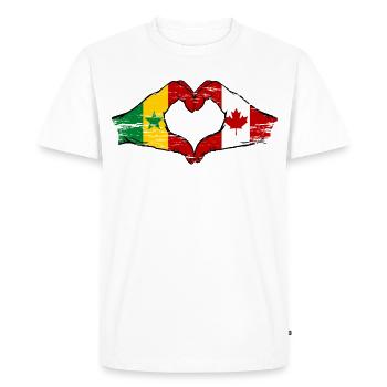 Sénégal Canada Drapeau Mains Coeur Forme - T-shirt Premium bio Homme - blanc - Devant - Nico (187cm)