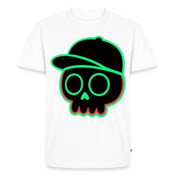 Neon Skull Cap - Men's Premium Organic T-Shirt - white - Front - Nico (187cm)