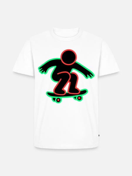 Neon Skateboarder Line Art - Men's Premium Organic T-Shirt - white