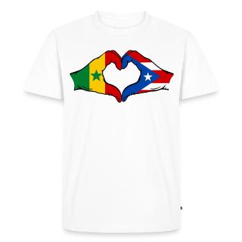 Sénégal Porto Rico drapeau mains forme de coeur utilisé - T-shirt Premium bio Homme - blanc - Devant - Nico (187cm)