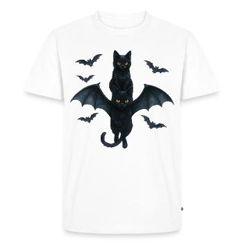 Black Cats with Bat Wings Halloween - Men's Premium Organic T-Shirt - white - Front - Nico (187cm)