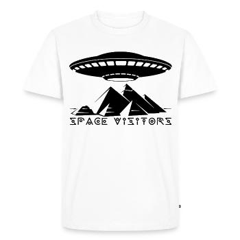 Les visiteurs et les pyramides noires - T-shirt Premium bio Homme - blanc - Devant - Nico (187cm)