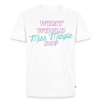 What Would Miss Marple Do Neon - Men's Premium Organic T-Shirt - white - Front - Nico (187cm)