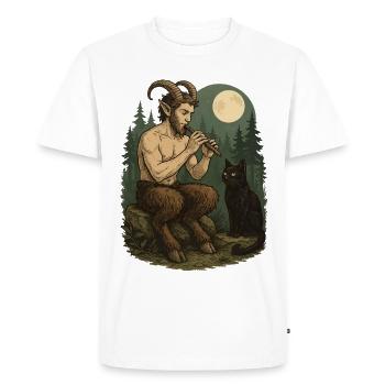 Nuit Forêt Démon Flûte Faune - T-shirt Premium bio Homme - blanc - Devant - Nico (187cm)