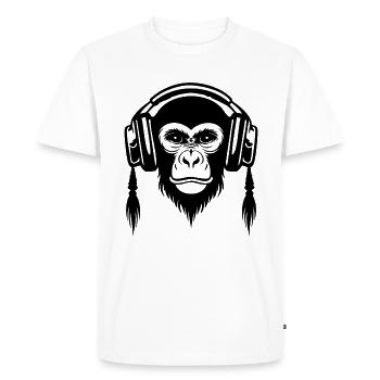 Motionless Monkey Head Calm Beat Edition Shirt - Men's Premium Organic T-Shirt - white - Front - Nico (187cm)