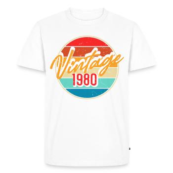 Vintage 1980 Design Rétro Années 80 - T-shirt Premium bio Homme - blanc - Devant - Nico (187cm)