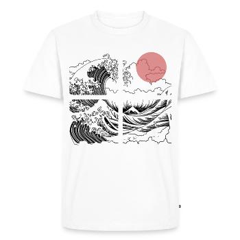 Soleil nocturne sur les vagues sur l’océan - T-shirt Premium bio Homme - blanc - Devant - Nico (187cm)