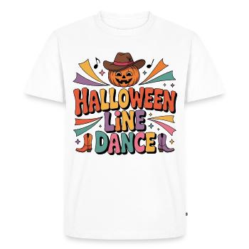 Halloween Line Dance Pumpkin Motif - Men's Premium Organic T-Shirt - white - Front - Nico (187cm)