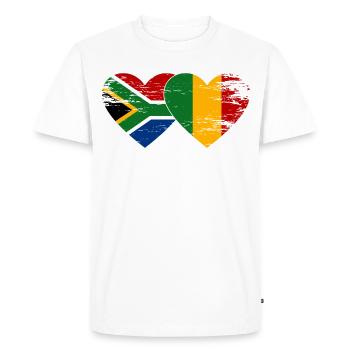 Afrique du Sud Mali Drapeau Coeur Utilisé - T-shirt Premium bio Homme - blanc - Devant - Nico (187cm)