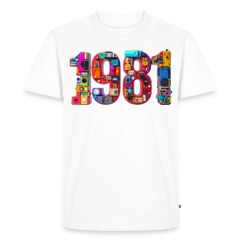 1981 – Date of birth, high school diploma, wedding, birth - Men's Premium Organic T-Shirt - white - Front - Nico (187cm)