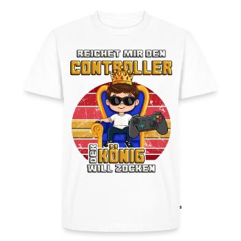 Il me tend la manette que le roi veut jouer - T-shirt Premium bio Homme - blanc - Devant - Nico (187cm)