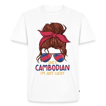 Cambodia Cambodian She's Combodian - Men's Premium Organic T-Shirt - white - Front - Nico (187cm)