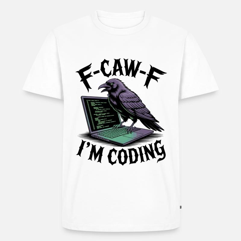 RabenCoder: Code Raven on the laptop - Men's Premium Organic T-Shirt - white