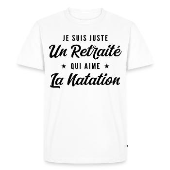 Retraité Nageur Humour Cadeau Retraite - T-shirt Premium bio Homme - blanc - Devant - Nico (187cm)