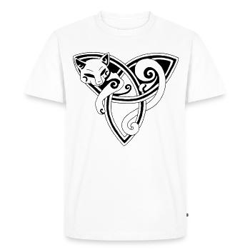 Chat noir et symbole celte - T-shirt Premium bio Homme - blanc - Devant - Nico (187cm)
