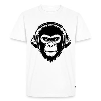 Prime Sound Wave Vibe Monkey Head Shirt - Men's Premium Organic T-Shirt - white - Front - Nico (187cm)
