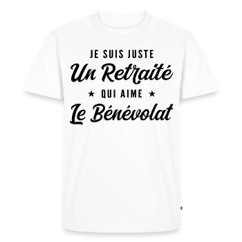 Retraité Bénévole Humour Cadeau Retraite - T-shirt Premium bio Homme - blanc - Devant - Nico (187cm)