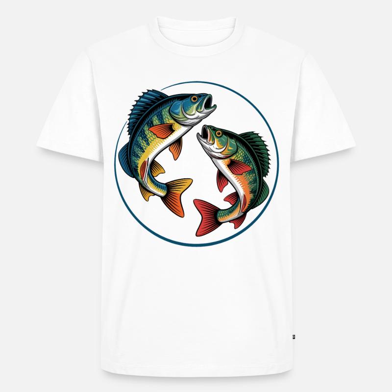 Zwei springende Barsche - Männer Premium Bio T-Shirt - Weiß
