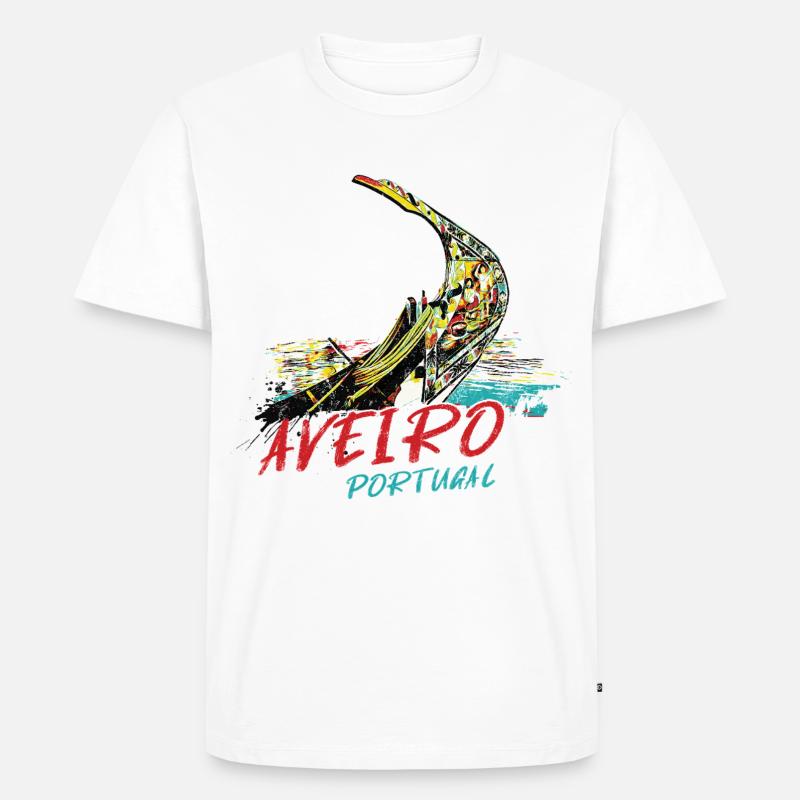 Bunte Bug-Moliceiro-Bootslagune von Aveiro - Männer Premium Bio T-Shirt - Weiß