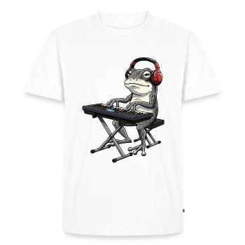 Grenouille avec clavier et casque - T-shirt Premium bio Homme - blanc - Devant - Nico (187cm)