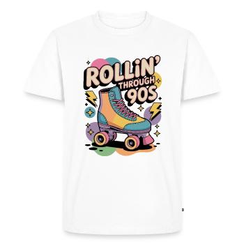 90s Retro – Rollin' Through the 90s - Men's Premium Organic T-Shirt - white - Front - Nico (187cm)