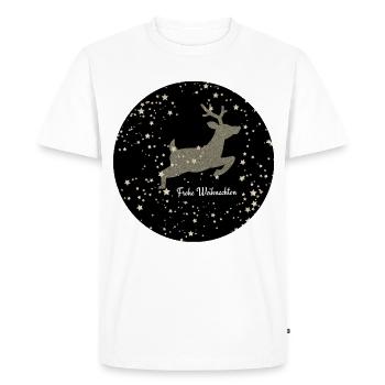 Flying Reindeer Merry Christmas Starry Sky - Men's Premium Organic T-Shirt - white - Front - Nico (187cm)