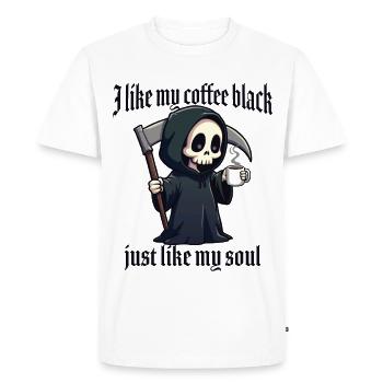 I like my coffee black just like my soul - Men's Premium Organic T-Shirt - white - Front - Nico (187cm)