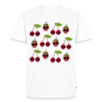 Crânes de cerises et de fraises - T-shirt Premium bio Homme - blanc - Devant - Nico (187cm)