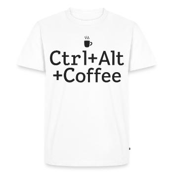 Kaffee-Pause Ctrl-Alt-Coffee - Men's Premium Organic T-Shirt - white - Front - Nico (187cm)