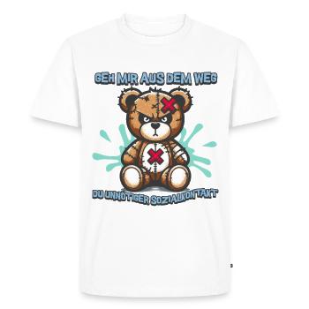 Écarte-toi de mon chemin, contact social inutile - T-shirt Premium bio Homme - blanc - Devant - Nico (187cm)