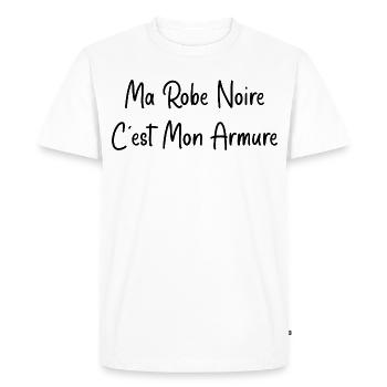 Ma robe noire est mon armure - T-shirt Premium bio Homme - blanc - Devant - Nico (187cm)