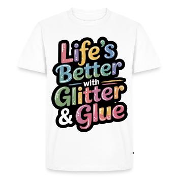 Glitter & Glue Joie de vivre - T-shirt Premium bio Homme - blanc - Devant - Nico (187cm)