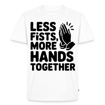 Moins de poings, plus de mains ensemble Prière - T-shirt Premium bio Homme - blanc - Devant - Nico (187cm)