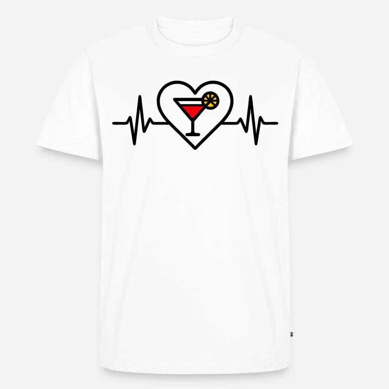 Cocktail Herz Aperitif Getränk - Männer Premium Bio T-Shirt - Weiß