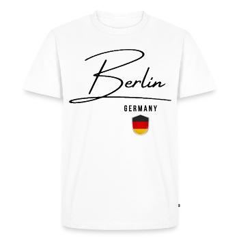 Design élégant Berlin, j’adore Berlin - T-shirt Premium bio Homme - blanc - Devant - Nico (187cm)