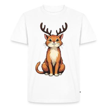Reindeer Cat - Men's Premium Organic T-Shirt - white - Front - Nico (187cm)