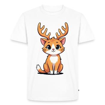 Reindeer Cat - Men's Premium Organic T-Shirt - white - Front - Nico (187cm)