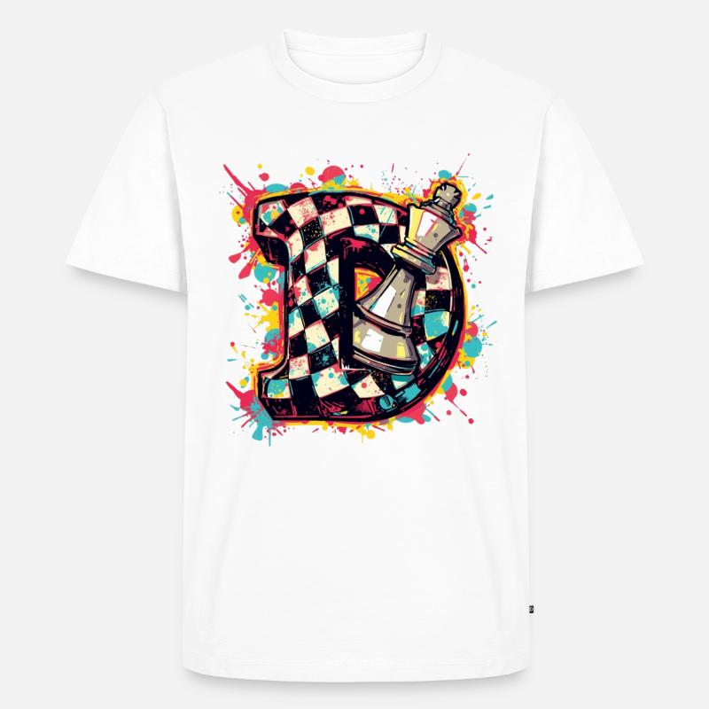 Dame Graffiti Farbexplosion Schachspieler - Männer Premium Bio T-Shirt - Weiß