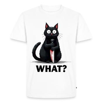 QUOI? Chat tueur - T-shirt Premium bio Homme - blanc - Devant - Nico (187cm)