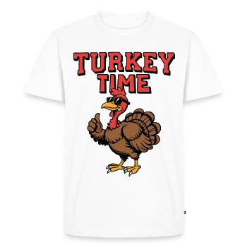 Turkey Time - Men's Premium Organic T-Shirt - white - Front - Nico (187cm)