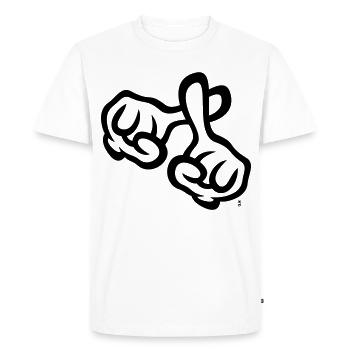 Finger cross (hands / cross / Bible / religion, 1C) - Men's Premium Organic T-Shirt - white - Front - Nico (187cm)