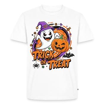 Trick or Treat - Conception de fantômes et de citrouilles d’Halloween - T-shirt Premium bio Homme - blanc - Devant - Nico (187cm)