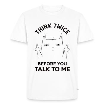 Chat très en colère et stupide - Drôle de dicton - T-shirt Premium bio Homme - blanc - Devant - Nico (187cm)