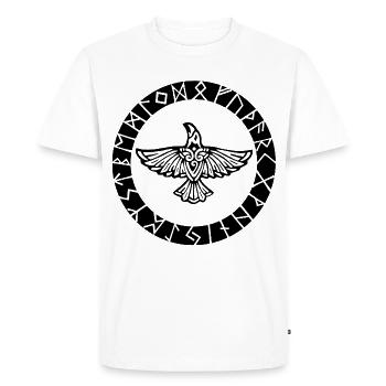 Black Raven and Viking Runes - Men's Premium Organic T-Shirt - white - Front - Nico (187cm)