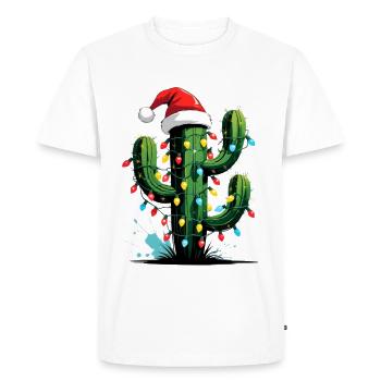 Cactus Christmas with lights - Men's Premium Organic T-Shirt - white - Front - Nico (187cm)
