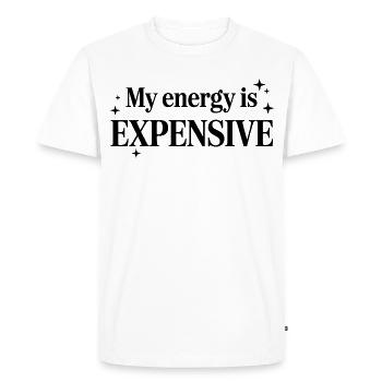 My Energy Is Expensive - Men's Premium Organic T-Shirt - white - Front - Nico (187cm)
