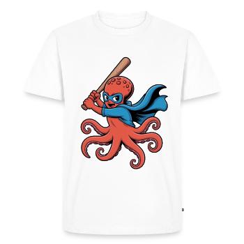 Baseball Octopus Superhero - Men's Premium Organic T-Shirt - white - Front - Nico (187cm)