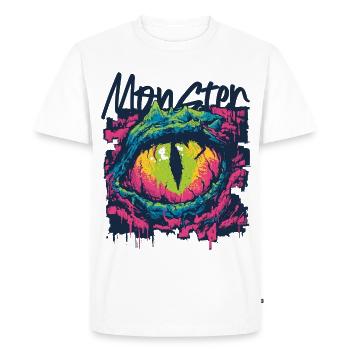 Néon Dragon Eye Graffiti - T-shirt Premium bio Homme - blanc - Devant - Nico (187cm)