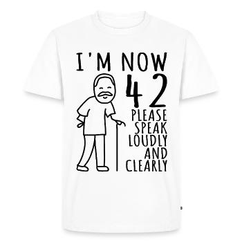 42nd Birthday 42s 42nd I am now 42 years old - Men's Premium Organic T-Shirt - white - Front - Nico (187cm)